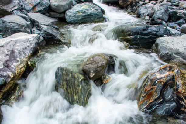 Water flowing over stones